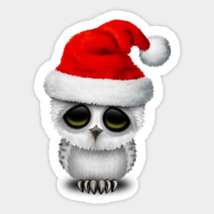 Baby Owl Wearing a Santa Hat Sticker